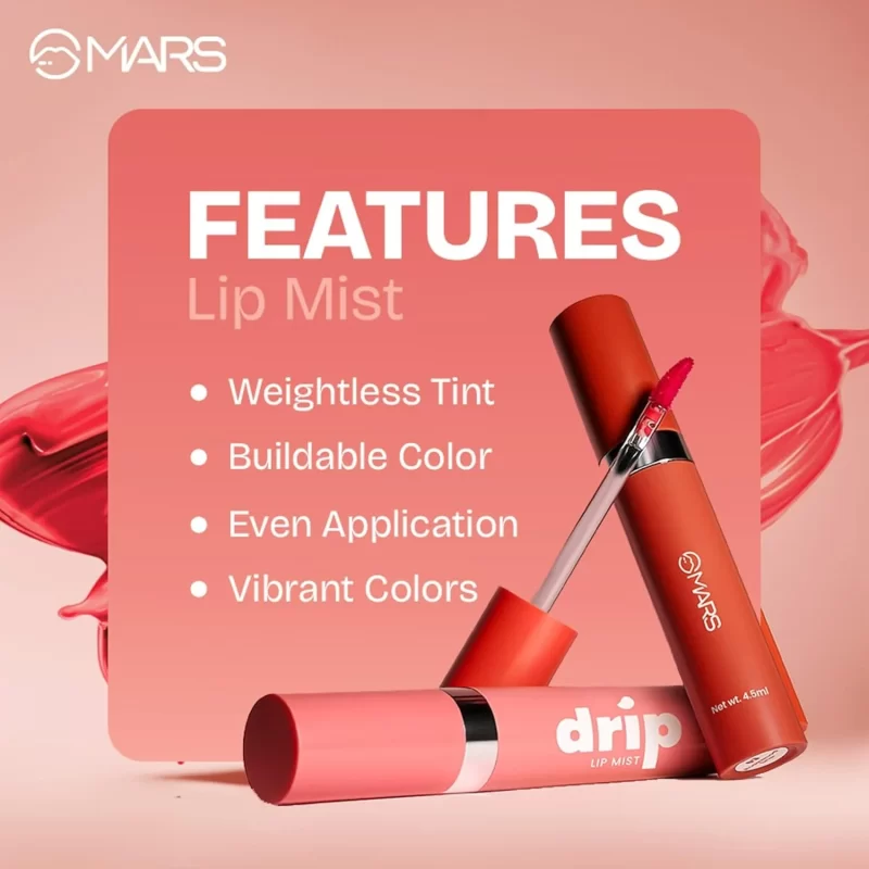 MARS Drip Lip Mist for Women (4.5 ml) | Dual Function | Buildable Color | Glossy Finish | Long-Lasting | Hydration | Light-Weight Formula | Non-Patchy Reapplication - Image 4