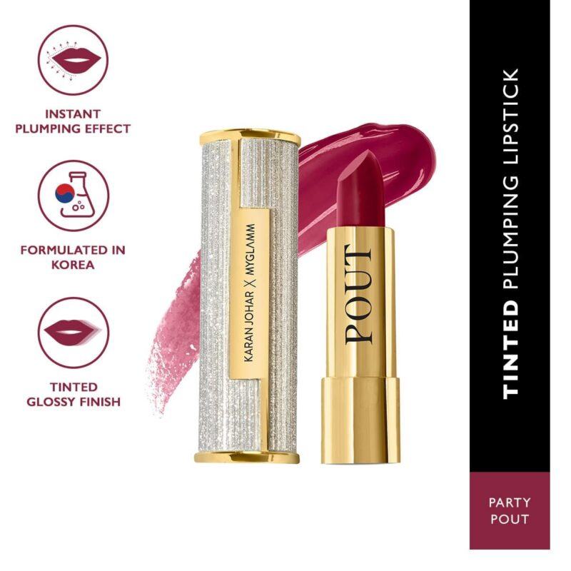 MyGlamm POUT by Karan Johar - Party Pout Buildable Tinted Plumping Bullet Lipstick With Glossy Finish - Image 9