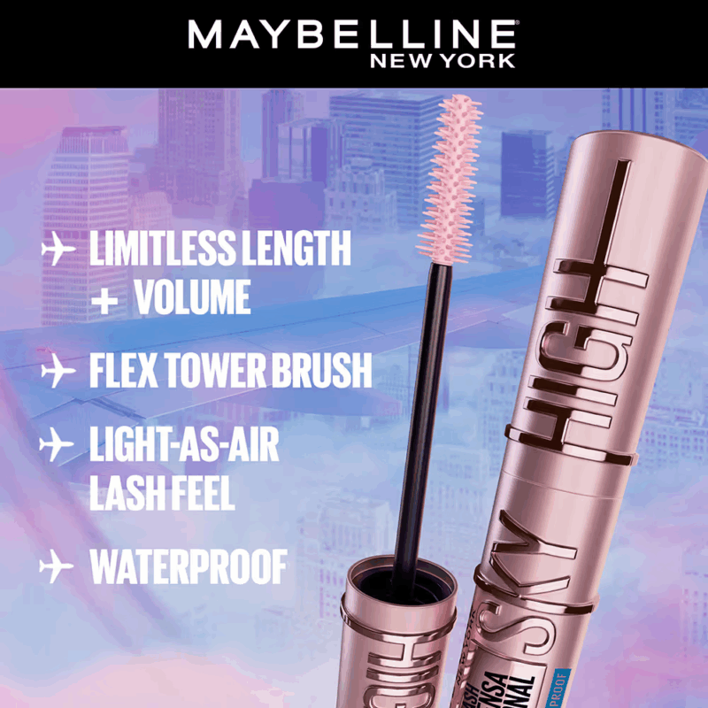 Maybelline New York Lash Sensational Sky High Mascara, 802 Very Black, Lengthening & Waterproof - Image 3