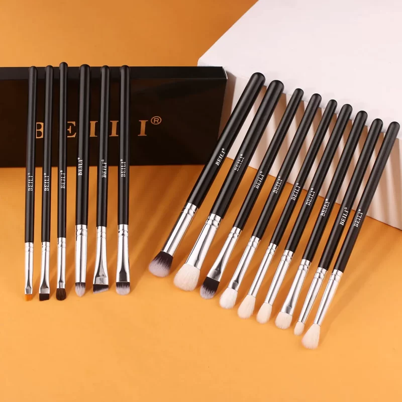 Beili Makeup Brushes Set of 15pcs Natural Goat Hair Eyeshadow Brushes Set - Image 3
