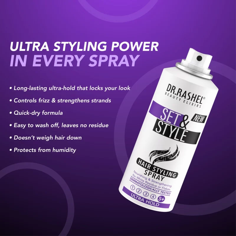 DR ASHEL Set & Style Hair Styling Spray – Ultra Hold 250ml - Image 2