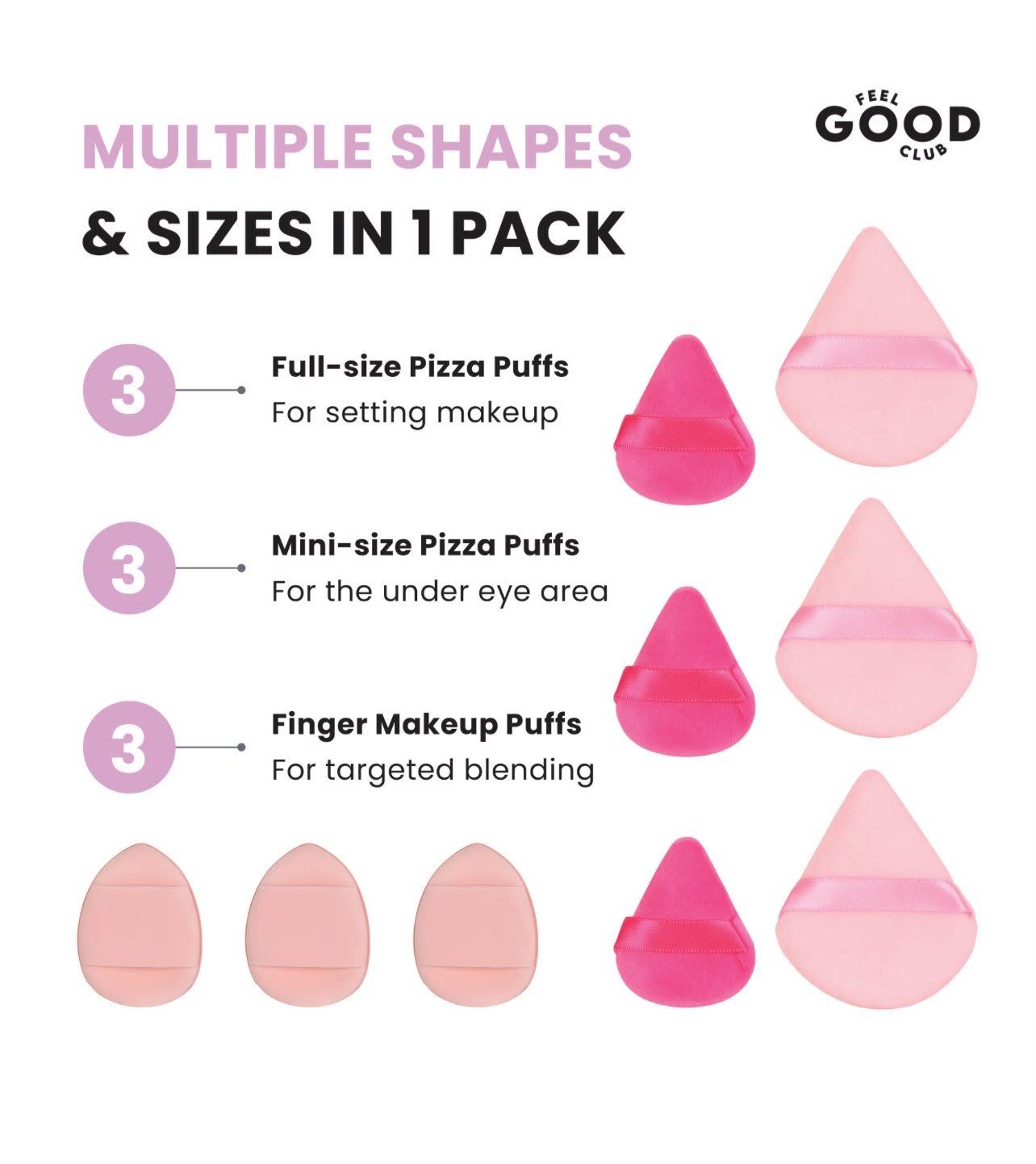 Feel Good Club Blender Buffet - Set Of 15 Makeup Blender Sponges & Pizza Powder Puffs In A Jar ( RANDOM COLOURS ) - Image 5