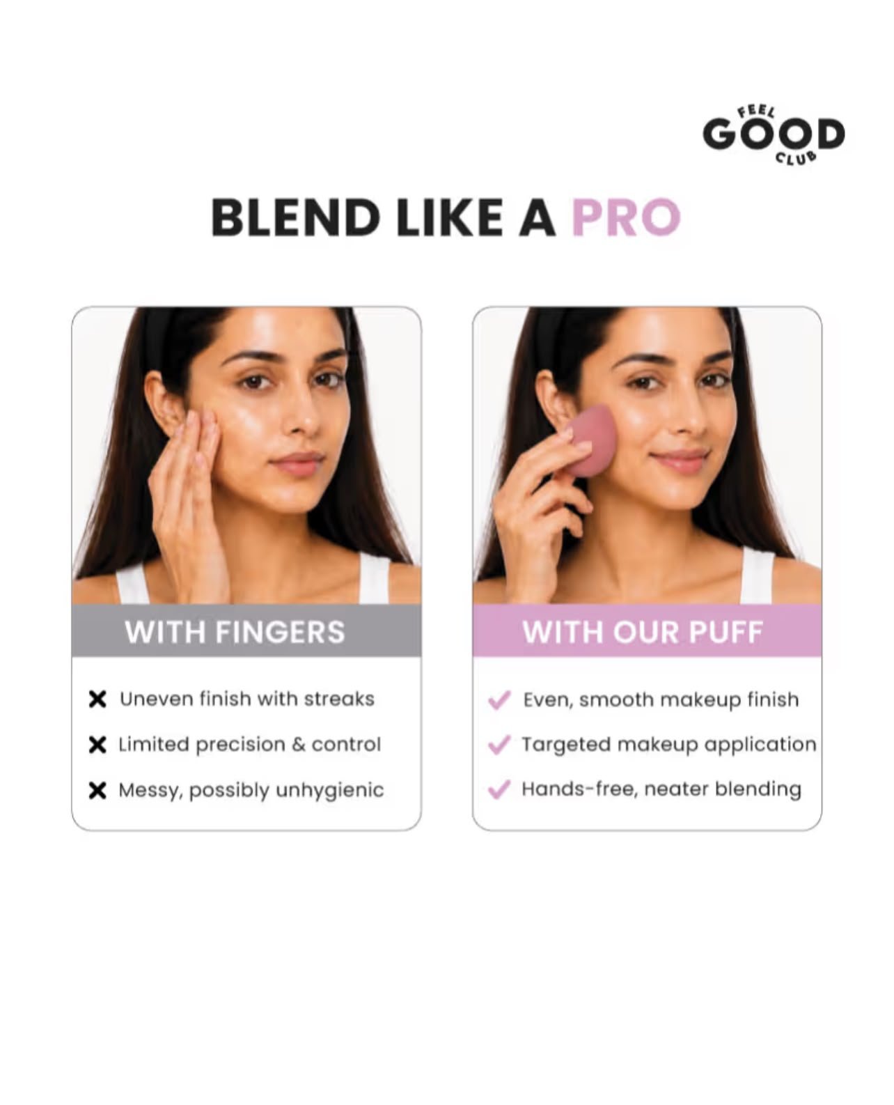 Feel Good Club Blender Besties - 7 Makeup Sponges In Jar - 4 Full Size & 3 Mini Puffs For Foundation ( RANDOM COLOURS ) - Image 8