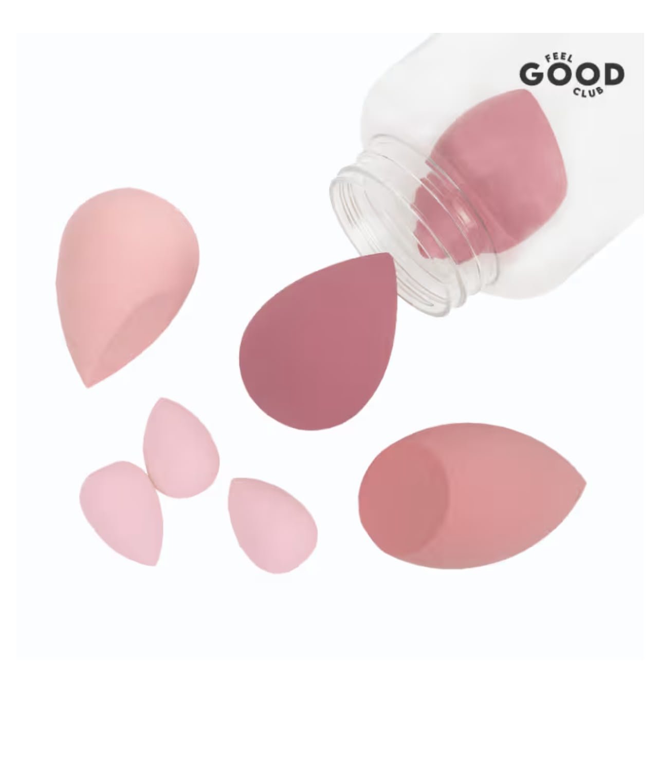 Feel Good Club Blender Besties - 7 Makeup Sponges In Jar - 4 Full Size & 3 Mini Puffs For Foundation ( RANDOM COLOURS ) - Image 7