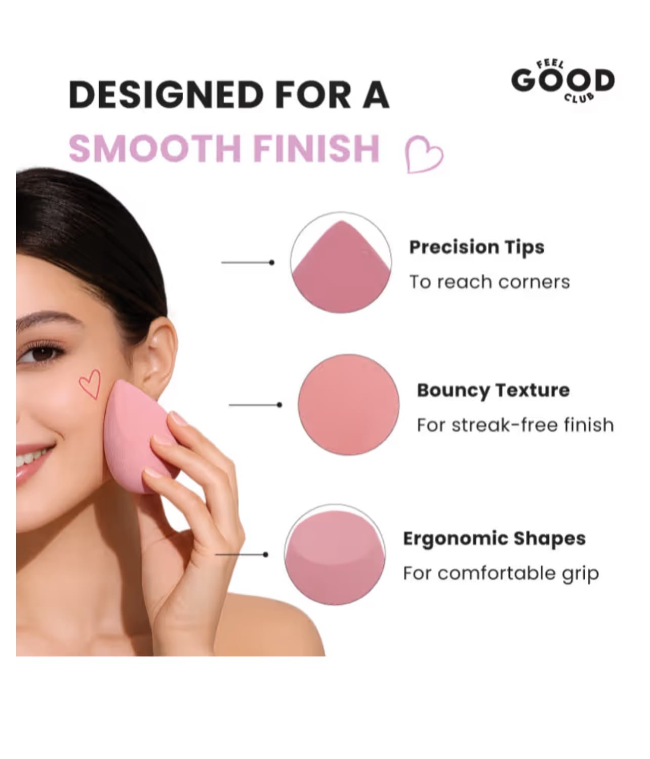 Feel Good Club Blender Besties - 7 Makeup Sponges In Jar - 4 Full Size & 3 Mini Puffs For Foundation ( RANDOM COLOURS ) - Image 5